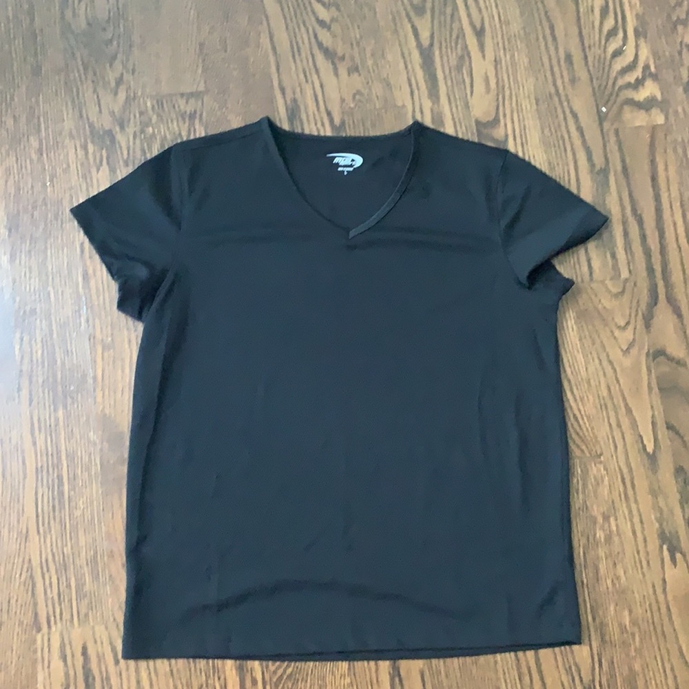 MTA black dry fit vneck shirt